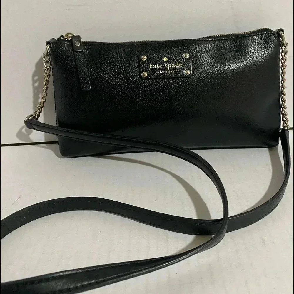 Kate spade black leather crossbody handbag
